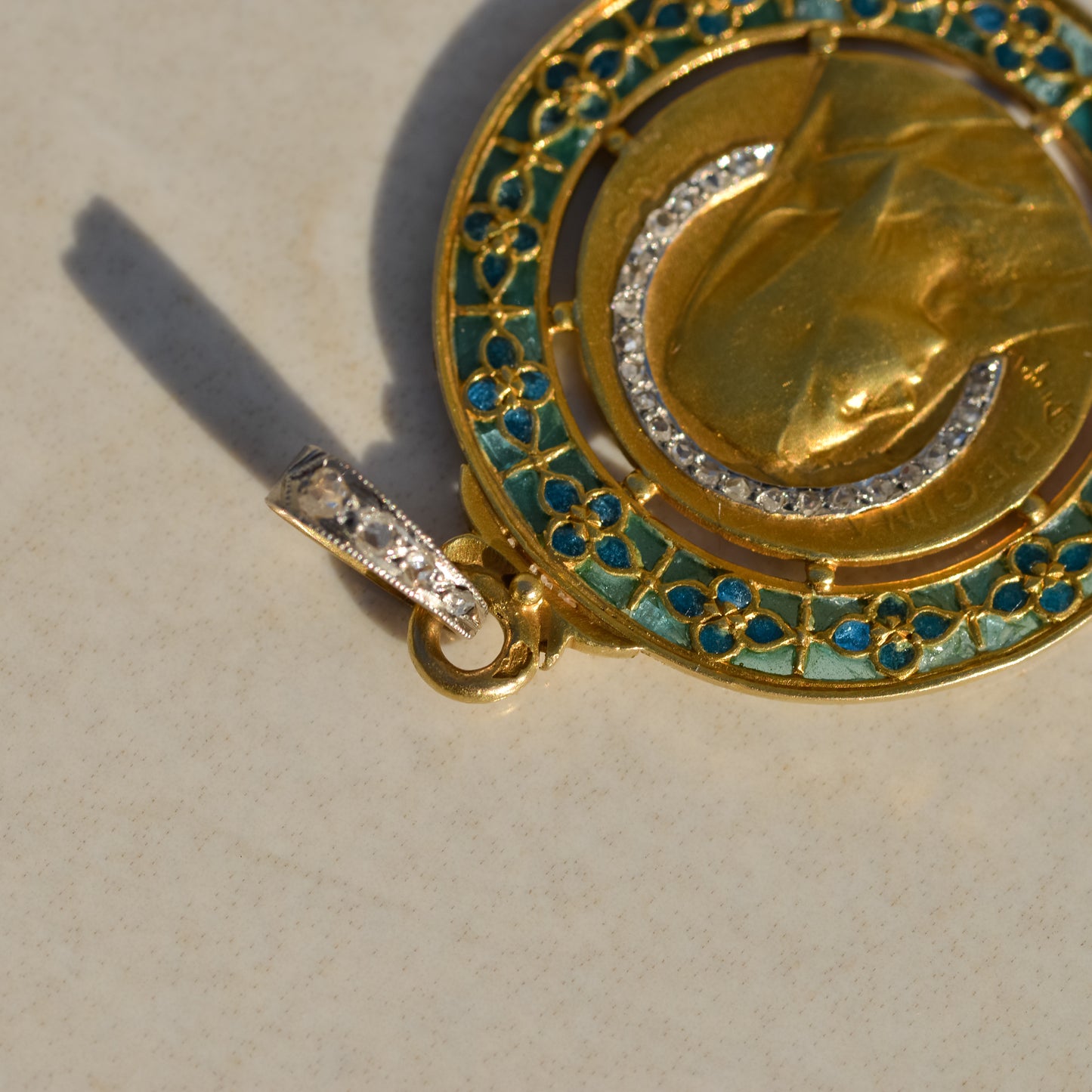 Antique Plique-à-jour Madonna Medallion