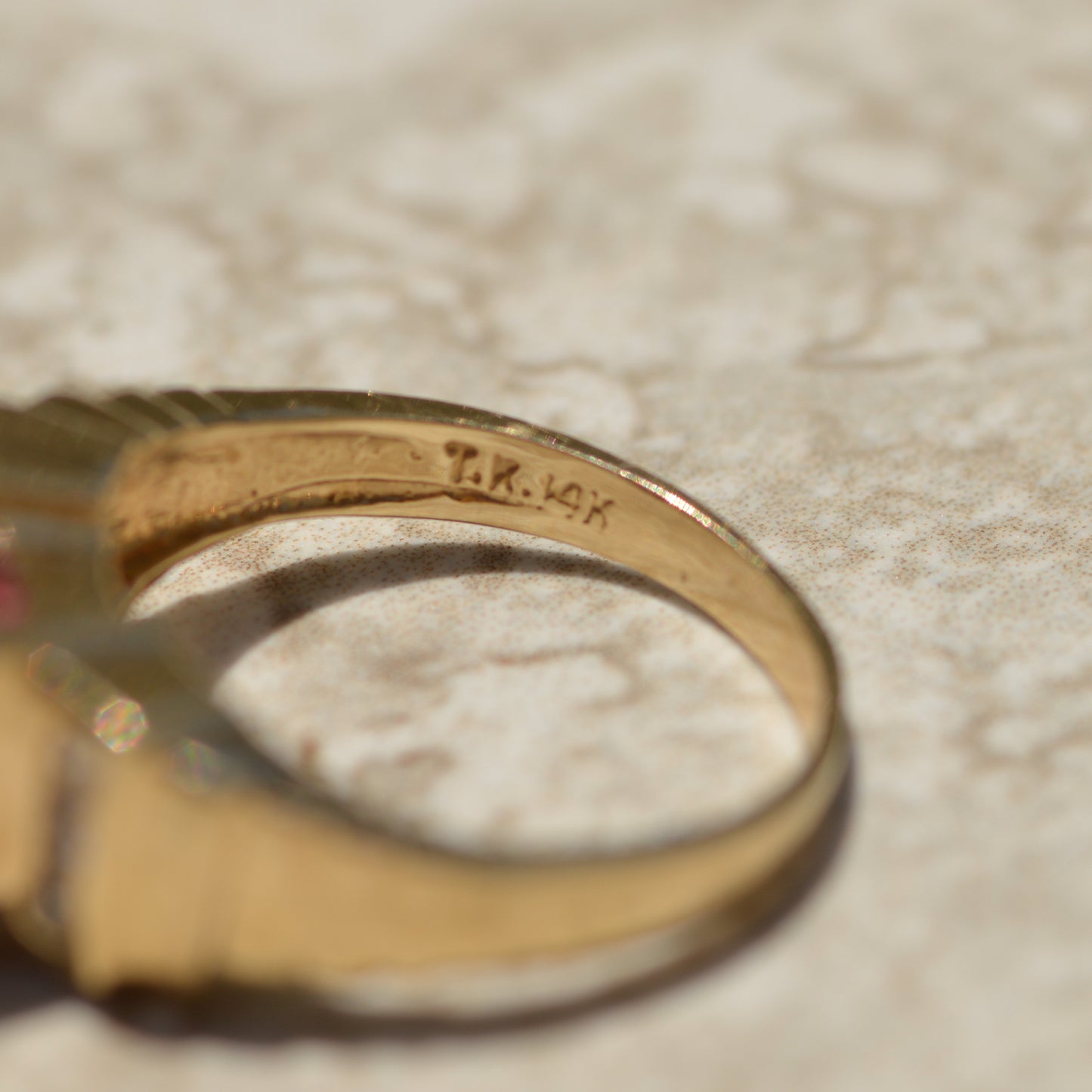 Vintage Pink Tourmaline & Diamond Ring