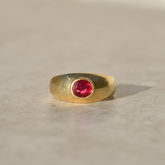 Vintage Bezel-set Ruby Dome Ring