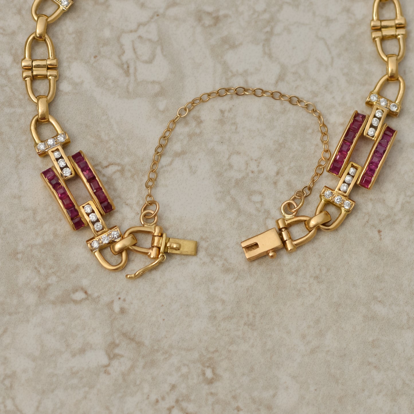 Vintage Ruby & Diamond Channel-set Bracelet