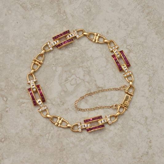 Vintage Ruby & Diamond Channel-set Bracelet