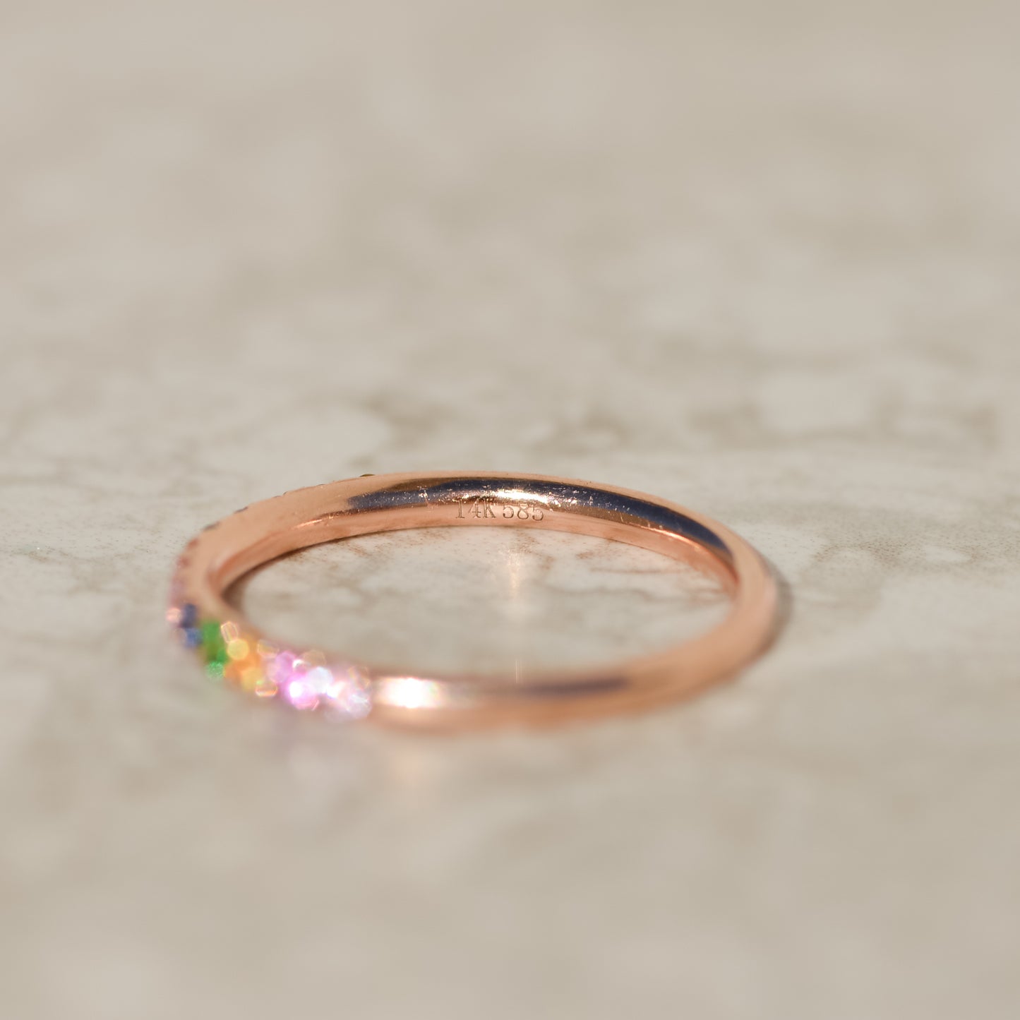 Estate Rainbow Sapphire Stackable Band