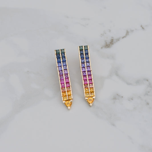 Estate Rainbow Sapphire Earrings