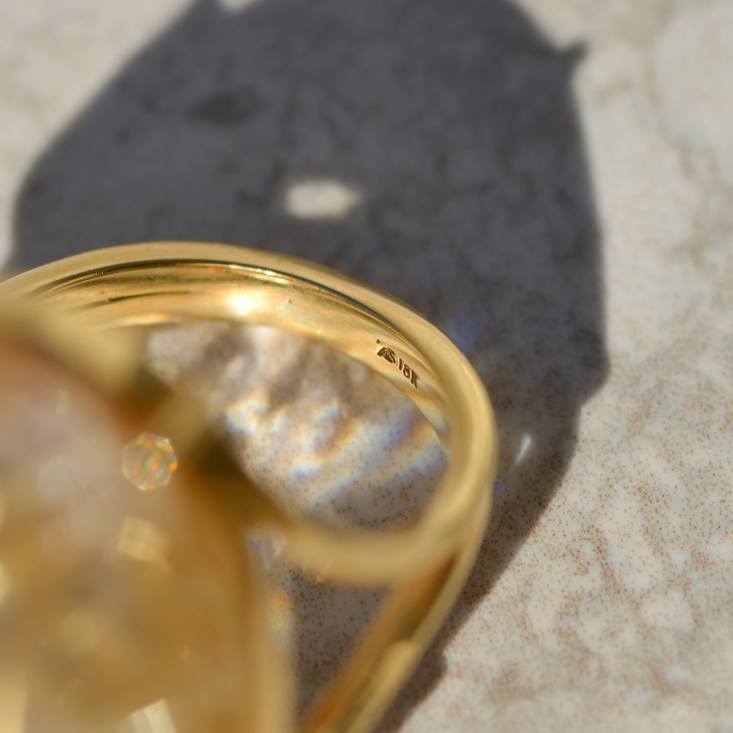Vintage Rutilated Quartz & Diamond Cocktail Ring