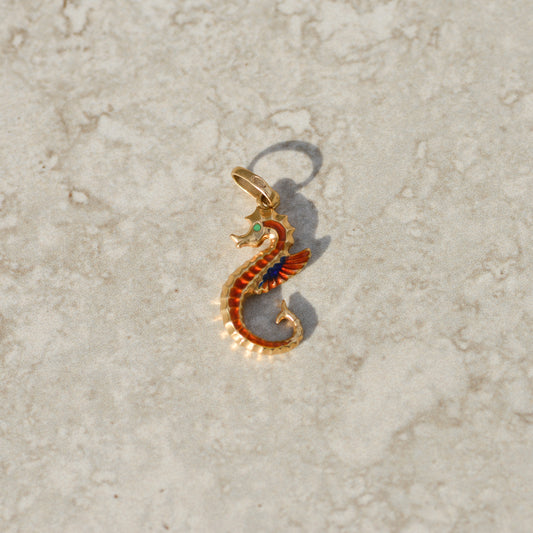 Vintage Enamel Seahorse Charm