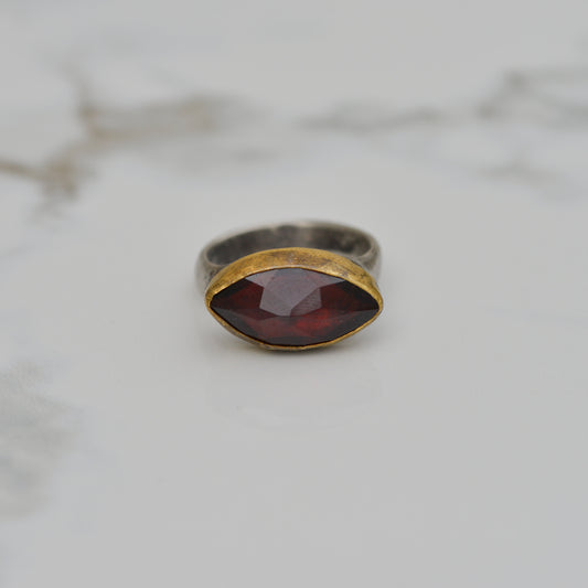 Vintage Sterling Marquise Garnet Ring