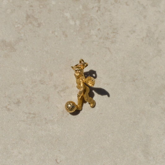 Vintage Soccer-playing Cherub Charm