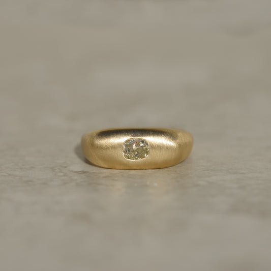 10: Square Wide Ring, old mine cut diamond