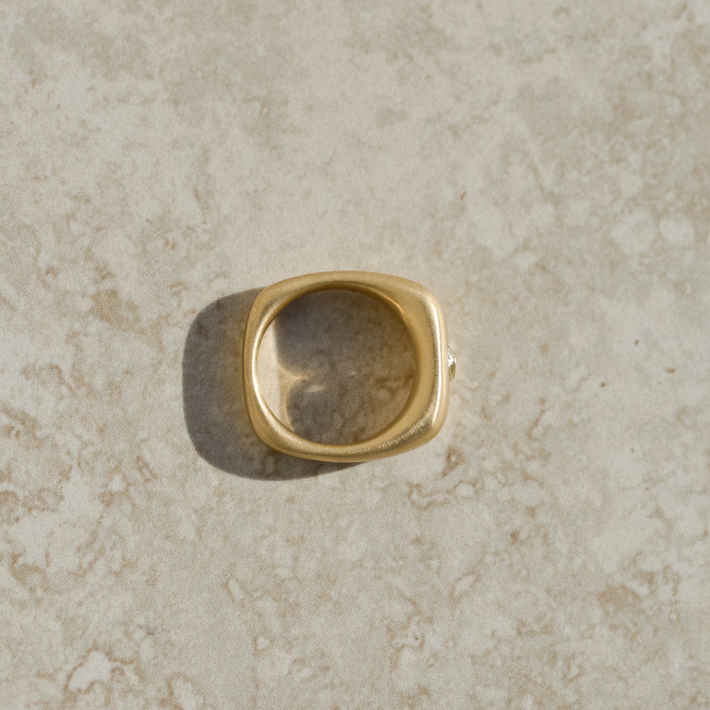 10: Square Wide Ring, old mine cut diamond