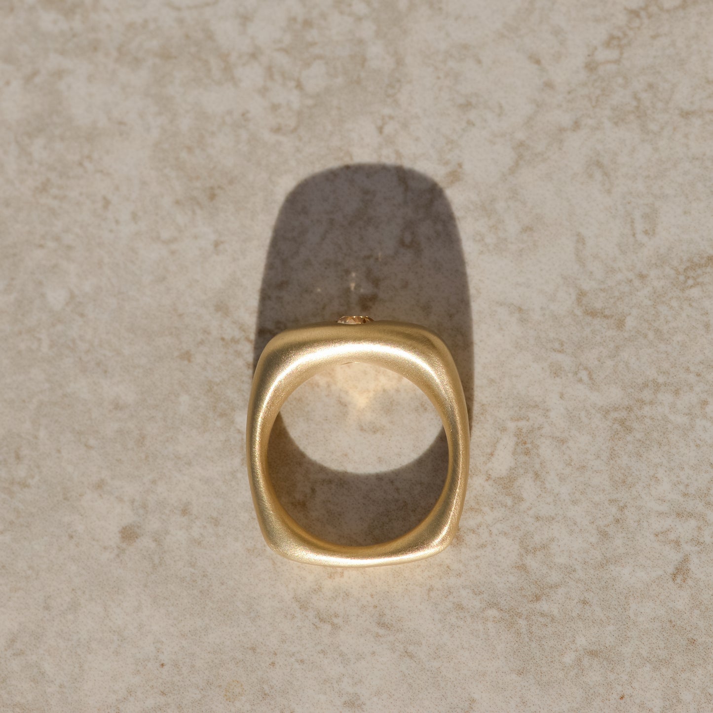 10: Seko Square Wide Ring, champagne old European cut