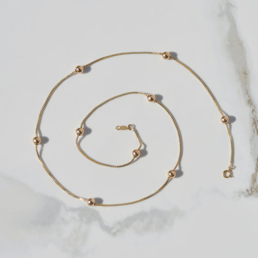 Estate Stationed Bead Chain 18" 14k