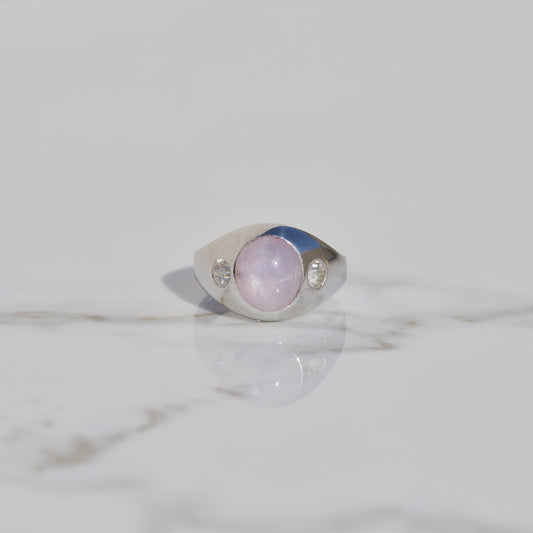 Art Deco Pink Star Sapphire and Diamond Ring