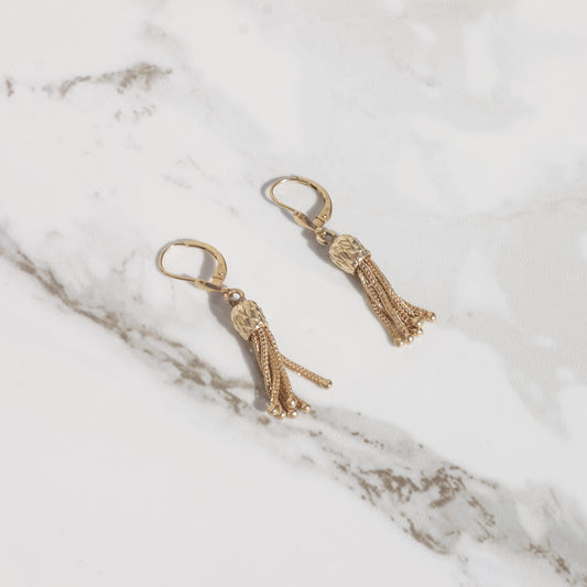 Vintage Tassel Drop Earrings 14k
