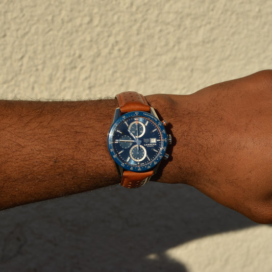 Tag Heuer Carrera Chronograph 44, blue bezel & dial, reference CBM2112-1