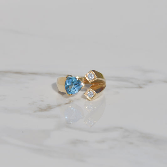 Vintage Topaz & Diamond Open Ring