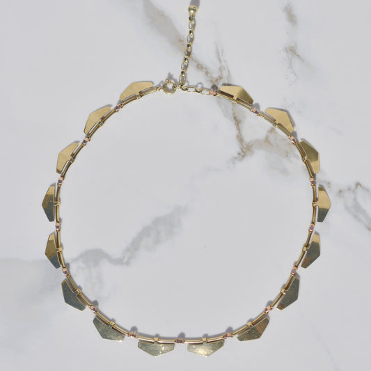 Retro Green/Rose Gold Triangular Collar