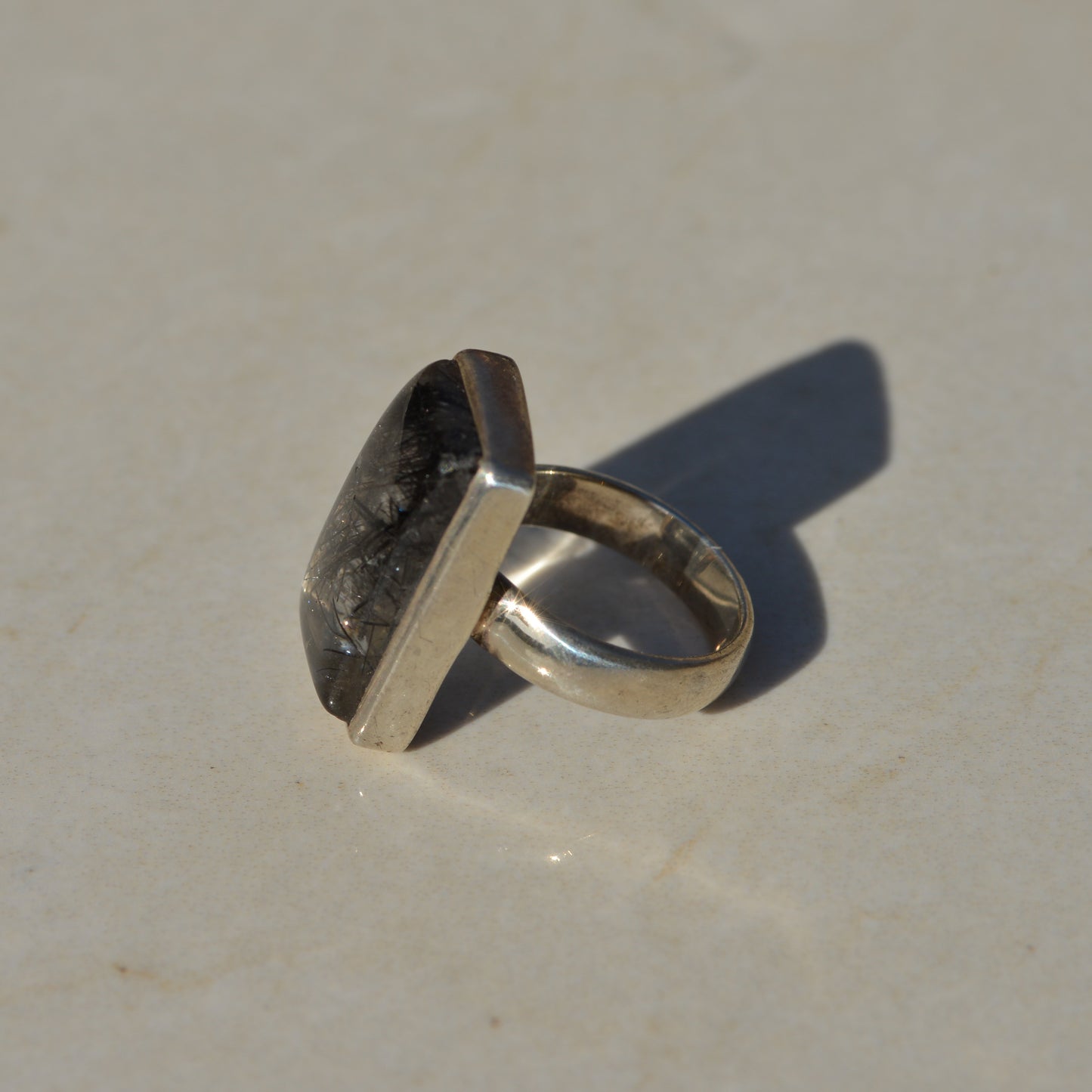 Vintage Sterling Tourmalinated Quartz Ring