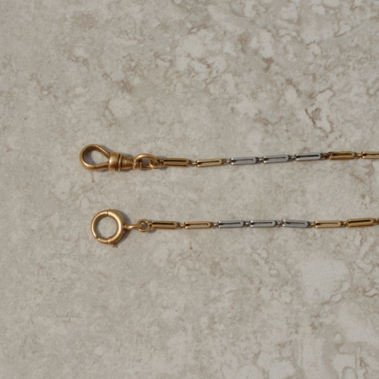Antique Platinum and Gold Fancy Link Watch Chain