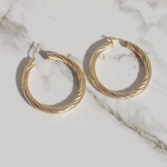 Vintage Twisted Hoop Earrings 14k