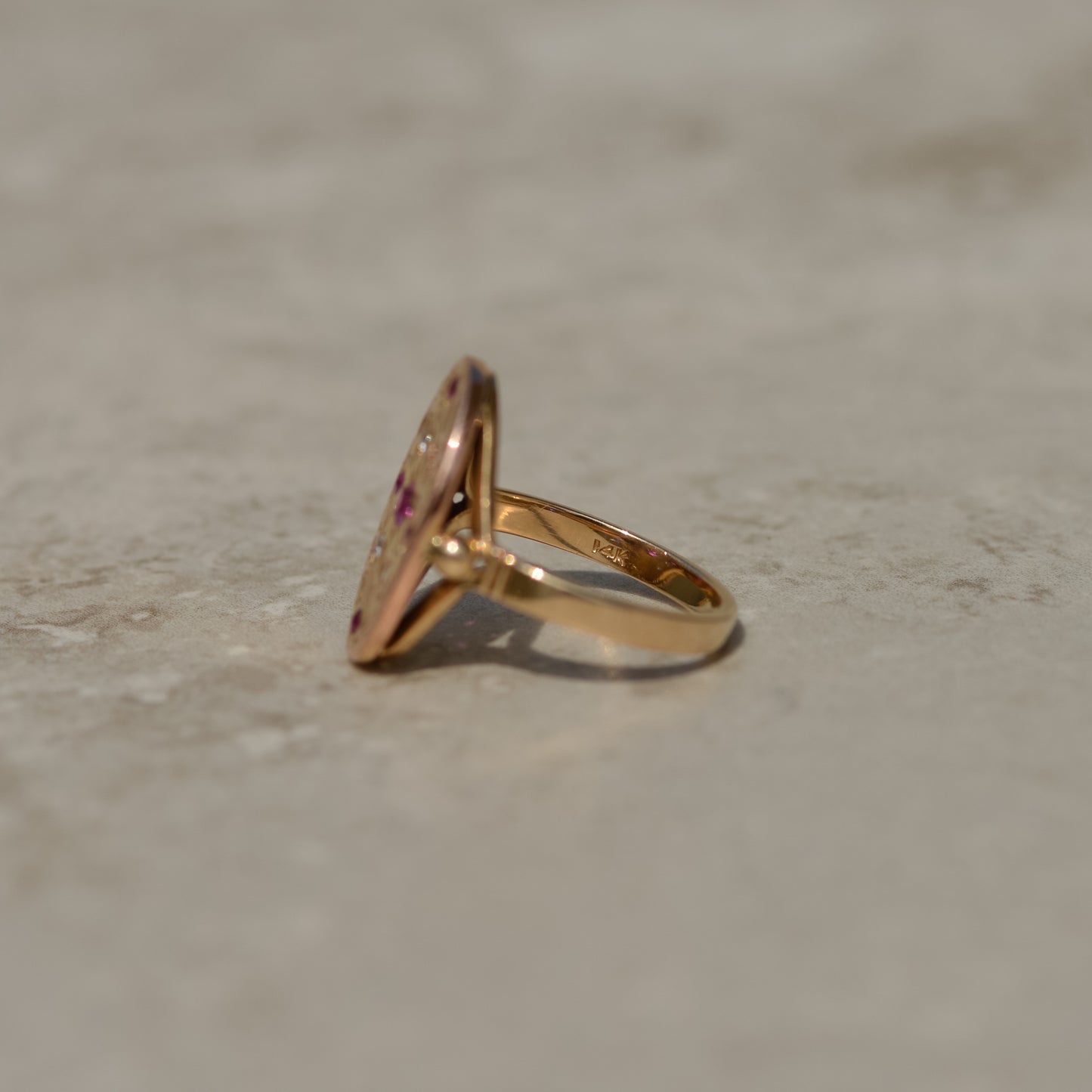 Victorian Engraved Ruby and Diamond Signet