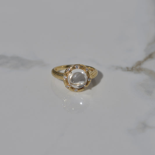 Vintage White Topaz and Diamond Ring