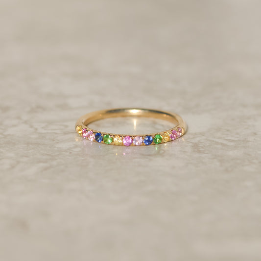 Estate Rainbow Sapphire Stackable Band