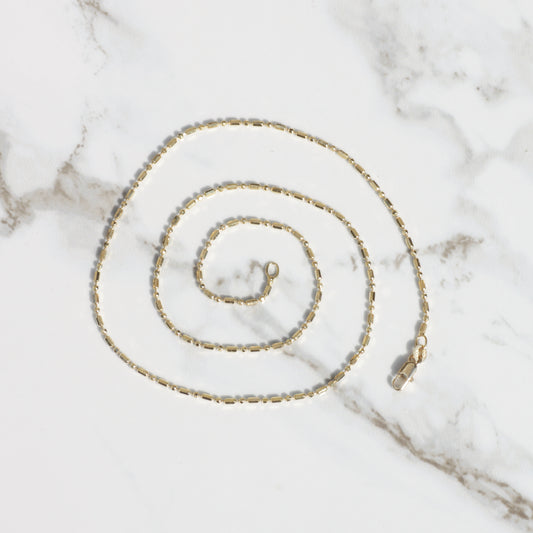 Vintage Beaded Chain Necklace 18" 14k Gold