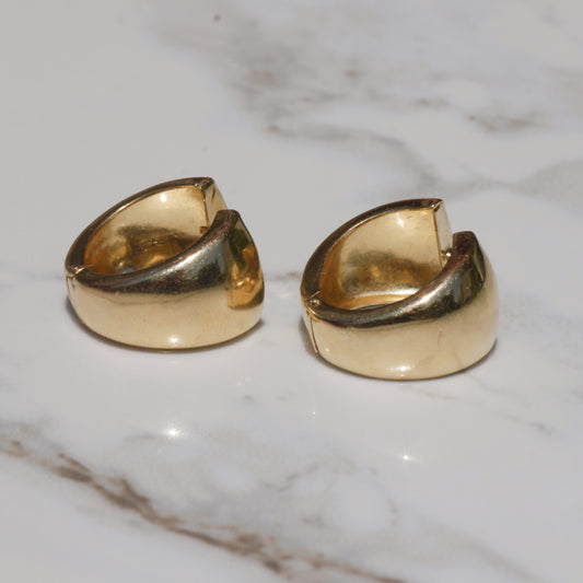 Vintage Chunky Tapered Hoop Earrings 14k