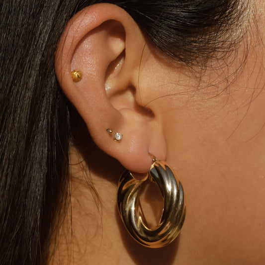 Vintage Twisted Chunky Hoop Earrings