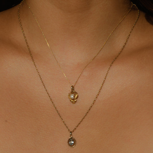 Vintage Aquamarine Filigree Stick Pin Conversion Pendant 14k Gold