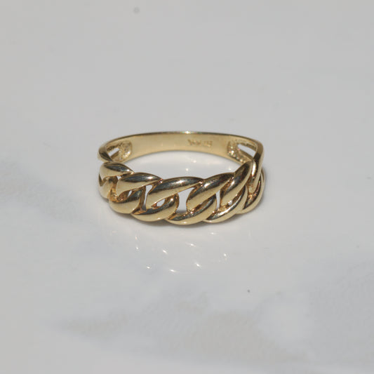 Vintage Curb Chain Ring 14k Gold Sz 7