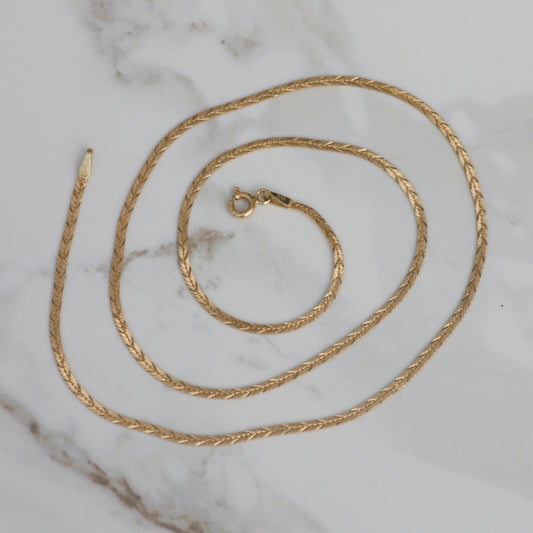 Vintage 14k Patterned Herringbone Chain 18"