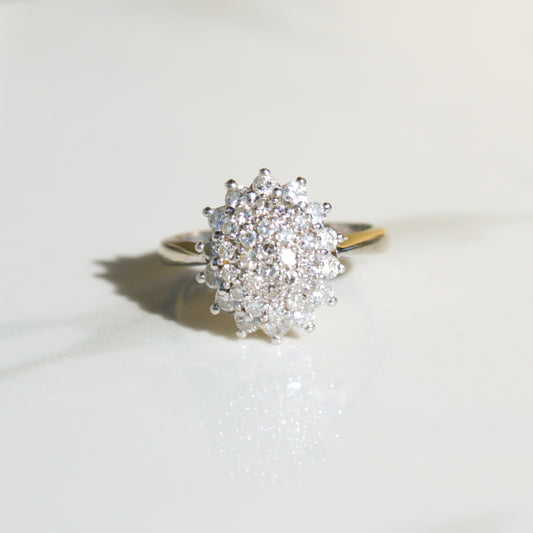 Vintage Diamond Cluster Ring 14k Gold Sz 6 1/4
