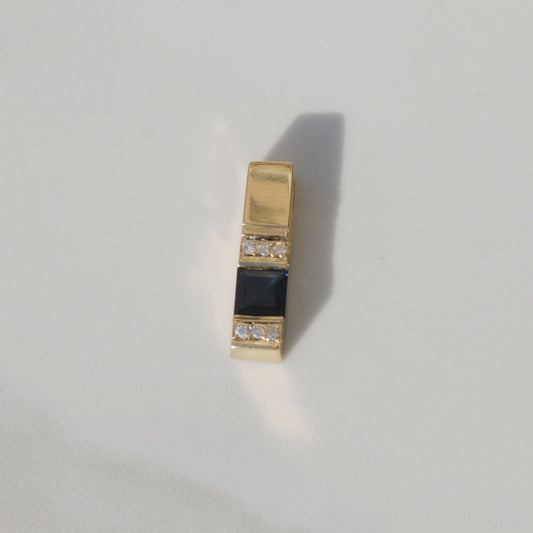 Vintage Diamond + Sapphire Slider Pendant 14k