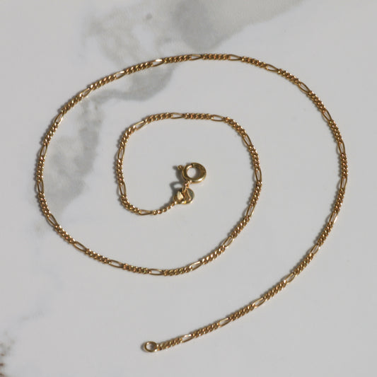 Vintage Figaro Chain Necklace 14.75" 18k Gold