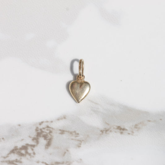 Vintage Puffy Heart Charm 14k