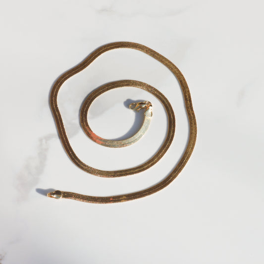 Vintage 14k Gold 4.2 mm Herringbone Necklace 20"