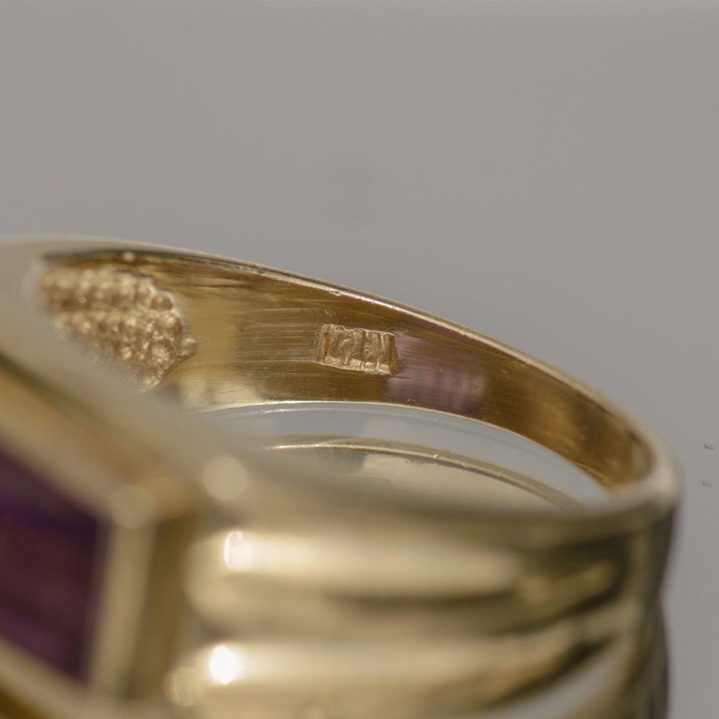 Vintage Amethyst Statement Signet Ring 14k Sz 8 1/4