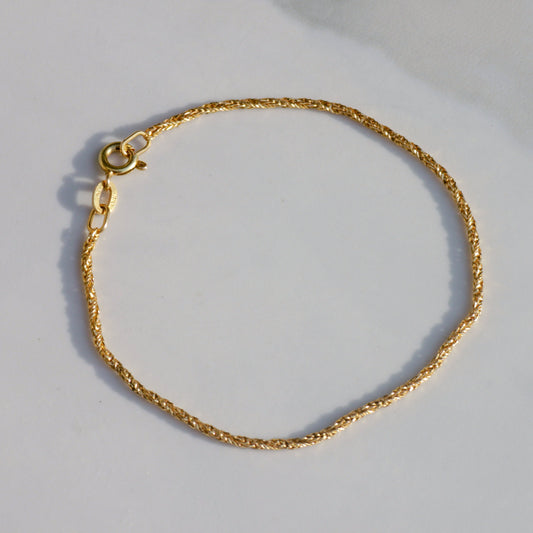 Vintage 14k Gold Twisted Chain Dainty Bracelet