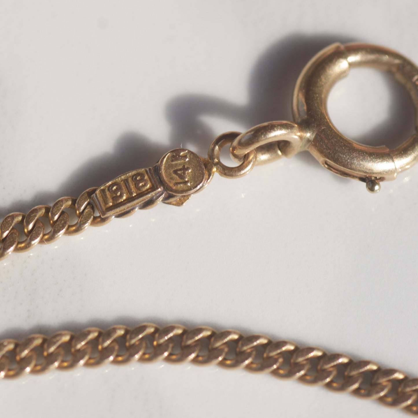 Antique Curb Chain Necklace 26" 14k Gold