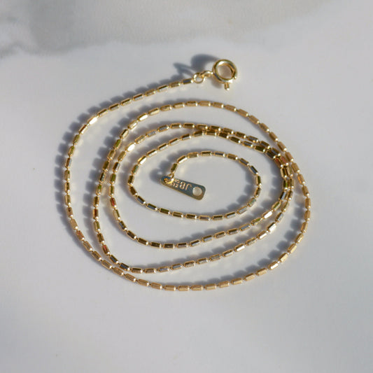 Vintage Beaded Chain Necklace 17.75" 14k Gold