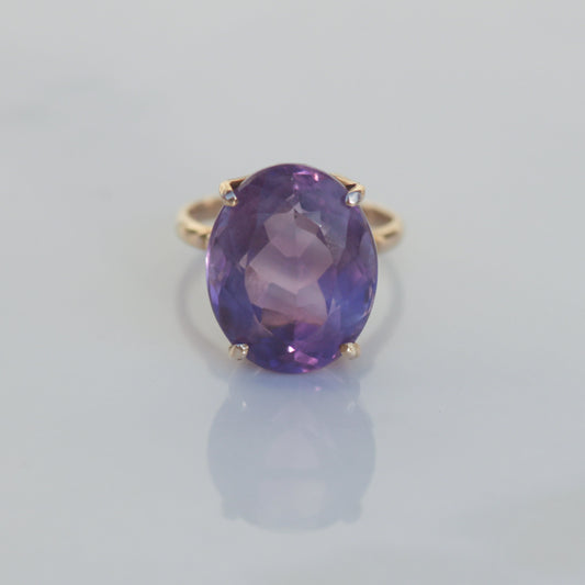 Vintage Statement Amethyst Solitaire Ring 14k Gold Sz 6
