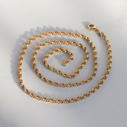 Vintage 3.25 mm Open Rope Chain 20" 14k Gold