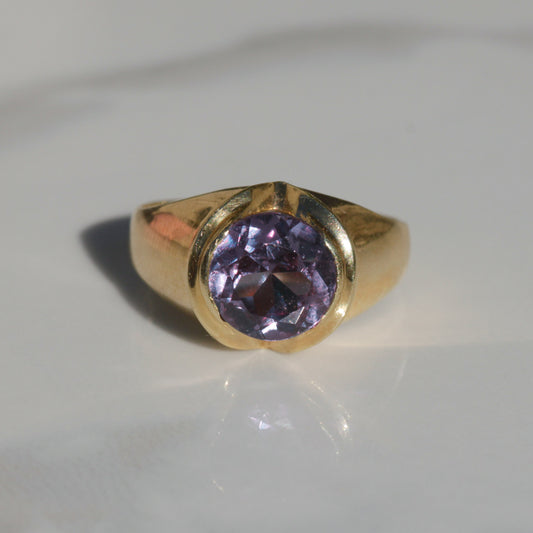 Vintage Lab Color-Changing Sapphire Ring 14k Gold Sz 6