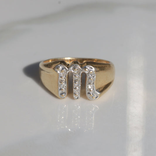 Vintage M Signet Ring 10k Gold Sz 4