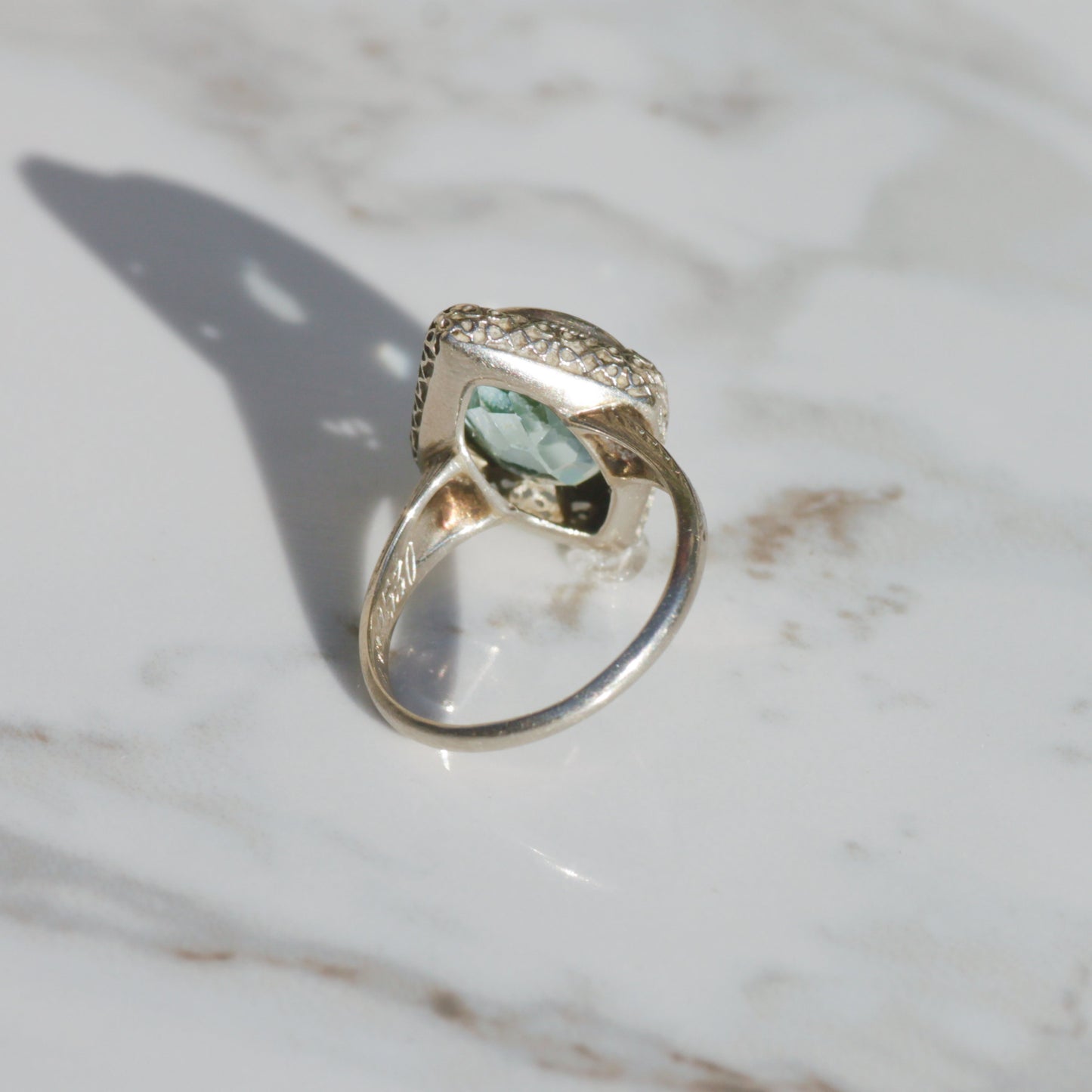 Art Deco Filigree Lab Spinel Ring 14k Gold Sz 7