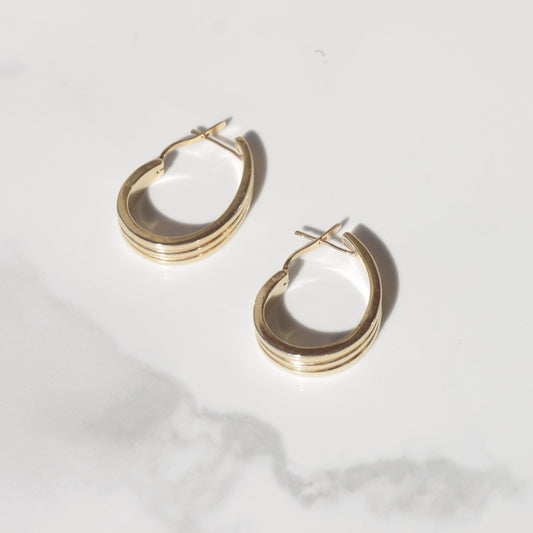 Vintage J Hoop Earrings 14k