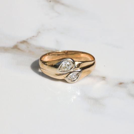 Vintage Diamond Toi et Moi Ring 14k Sz 6 1/4