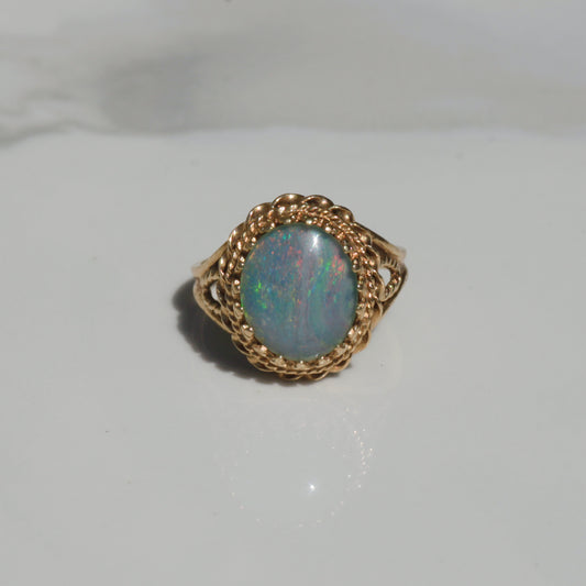 Vintage 10k Opal Triplet Ring Sz 6 1/4
