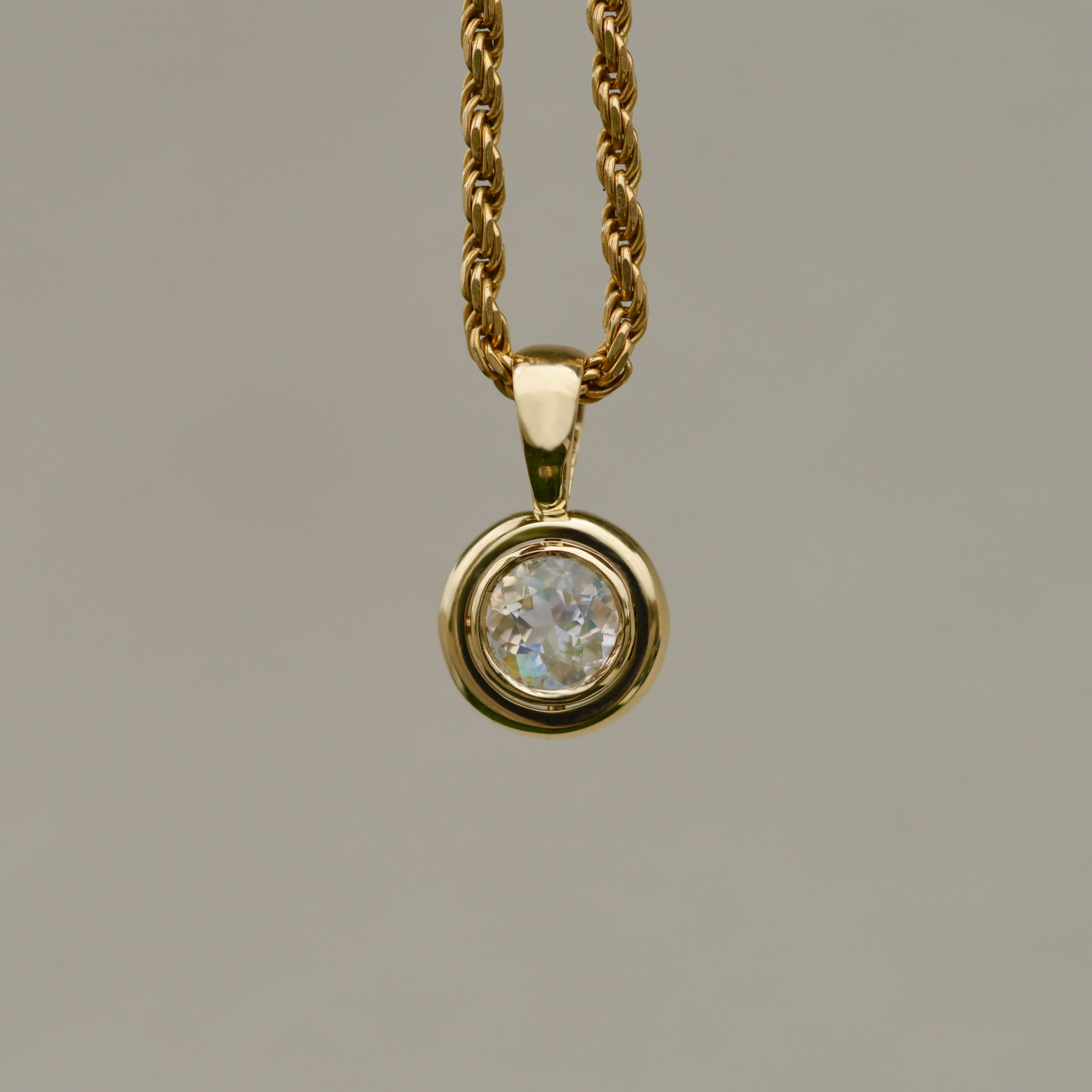Bubble Bezel Pendant, rainbow moonstone